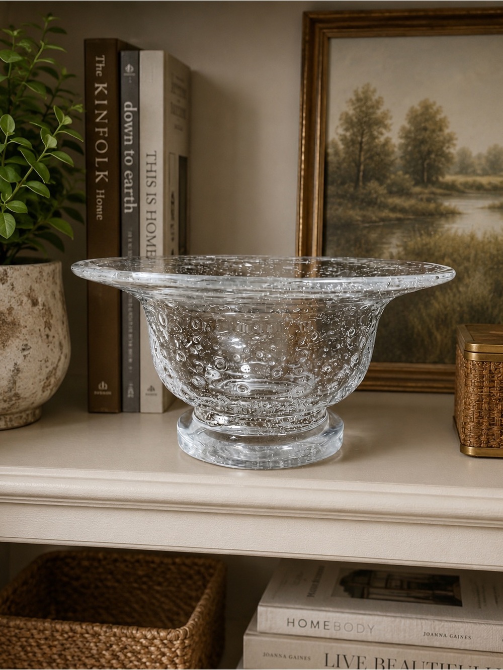 Vintage Southern Living Bella Luna Bubble Glass Footed Bowl